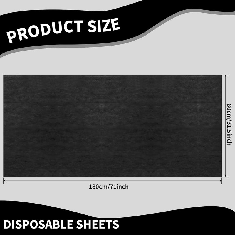 Breling 100 Pcs 31.5 x 71 Inch Disposable Bed Sheets Oil-proof PE Film Massage Table Sheets Non-woven Fabric Spa Waterproof Bed Cover Breathable for Beauty Salon Hotels Tattoo Waxing(Black) - Image 3